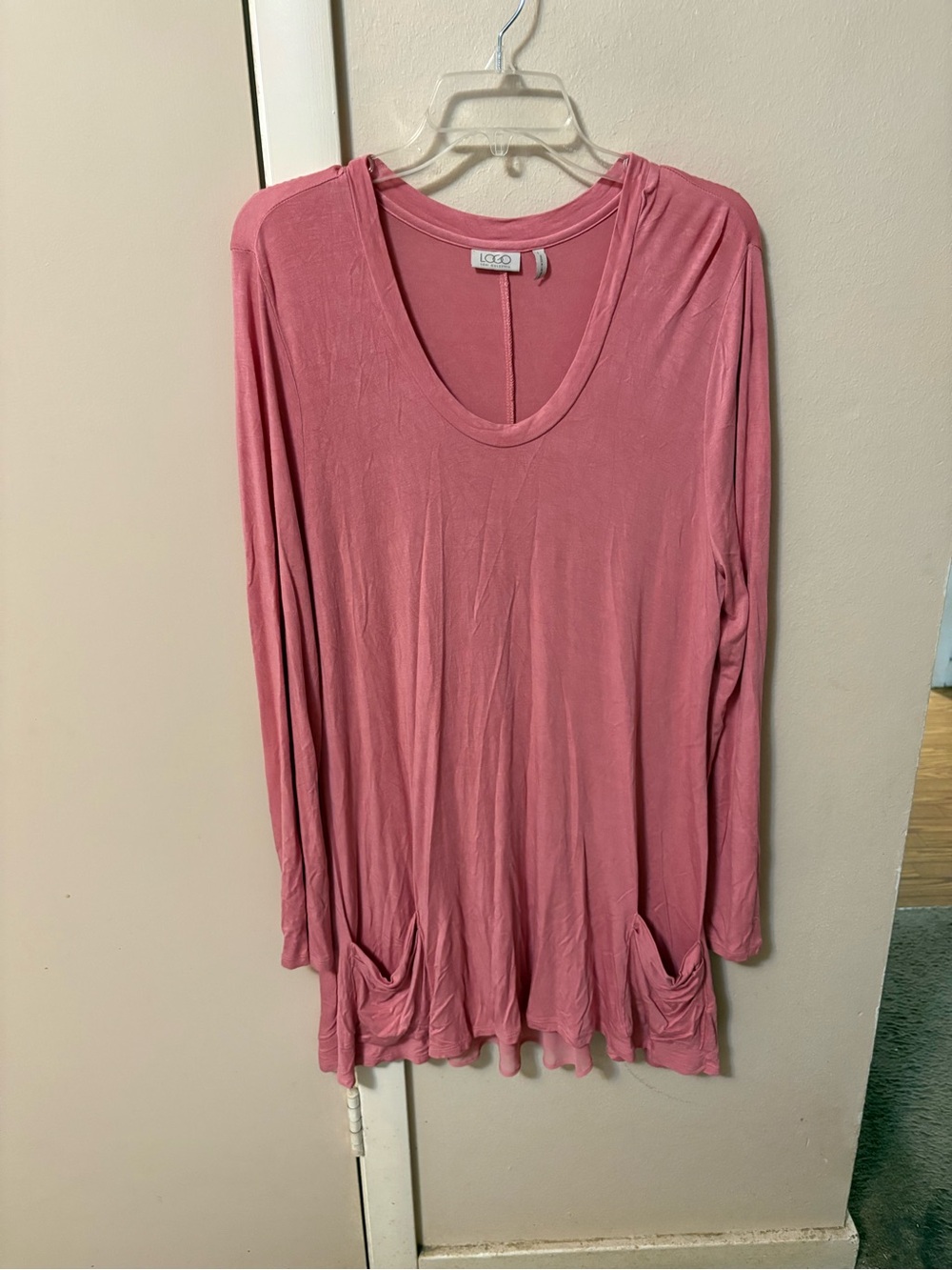 LOGO Salmon Tunic Top Pockets Sz L